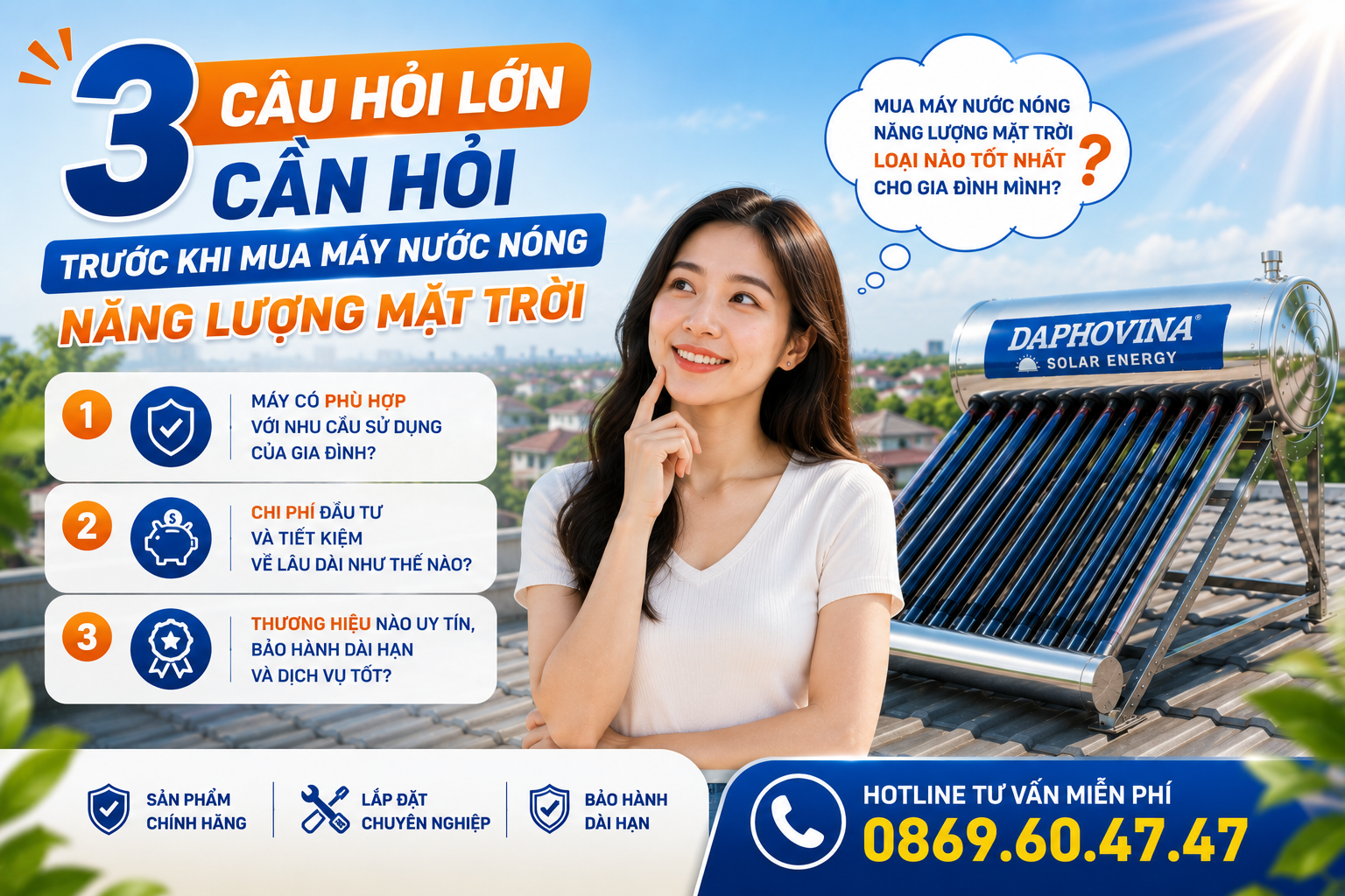 3 CÂU HỎI LỚN TRƯỚC KHI LẮP MÁY NƯỚC NÓNG MẶT TRỜI
